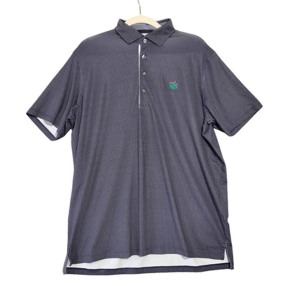 GREYSON Men's Short Sleeve Embroidered Logo Blue Dot Golf Polo Large